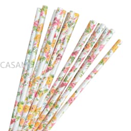 Paper Straws Garden Flower Foil Gold Disposable Drinking for Birthday Wedding Deco Christmas Party Restaurant Event Supplies