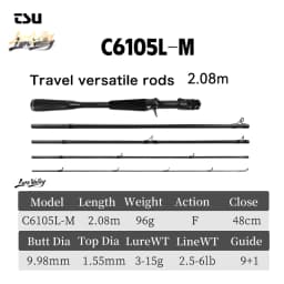 TSURINOYA LURE VALLEY 5 Section Spinning Casting Fishing Rod 1.98m 2.08m 2.28m 2.44m 2.7m FUJI A Guide travel versatile Bass Rod