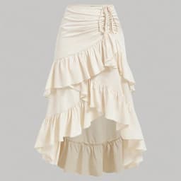 Skirts Summer Elegant Vacation Asymmetrical Flounce Drawstring Natural Waist Midi Casual A-Line Skirts For Women