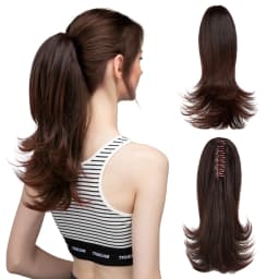 Synthetic Claw Clip In Ponytail Hair Extensions 14 Inch Wavy Hairpiece Fake Blonde Black Hair False Pigtail With Elastic Band