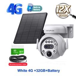 SHIWOJIA 4K 8MP Solar Camera 4G SIM/ WIFI Solar Security Camera 12X ZOOM Color Night Vision Surveillance PIR Monitor PTZ Camera