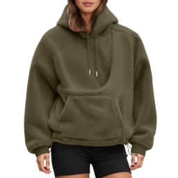 Women Fall And Winter Casual Fleece Solid Color Pet Pocket Hooded Sweatshirt Funny Adjustable Hem Pullover Hooded Women Pullover