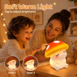 Mushroom Night Light Tap Control Color Changing Silicone Bedside Lamp Rechargeable Cute Nursery Lamp For Birthday Gifts