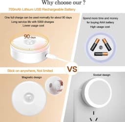 Night Light With Motion Sensor Wireless LED USB Rechargeable Lamp RGB Mood Puck Lights For Bedroom Bedside Cabinet Decor