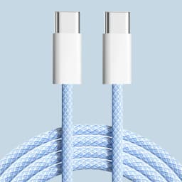 60W USB C to USB C Cable Fast Charging, White Braided PD Charger Cord for iPhone 15 16, iPad, MacBook, Samsung