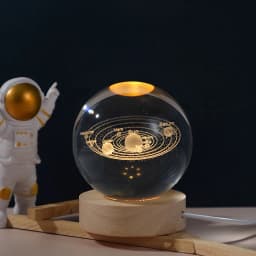 Unique 3D Crystal Ball Night Light Led Lamp Bedside Table Glowing Galaxy Lamp Saturn Planets Moon Children Christmas Gift Toy