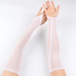 Bride's Elastic Thin Mesh Transparent Long Lace Gloves Summer Hook Finger Arm Sleeve Women Mittens Wedding Cosplay Gloves