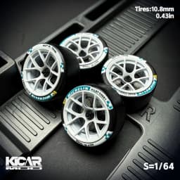 Kicarmod 1/64 Resin "Dove" Center Lock Racing Model Wheels 10.8mm with Rubber Tires & Dynamic Bearings for MINIGT 911 R8