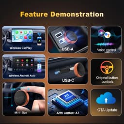 CarlinKit MIni Ultra 3 Wireless CarPlay Adapter 2026 2 IN 1 Android Auto Wireless Car AI Box For Car with CarPlay Universal Car Accessory Newest Plug and Play Spotify