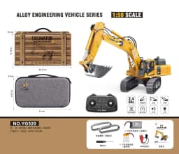 Mini RC Excavator Loader 1/50 970 520 Excavator 636 Loader Electric Simulation Model Metal Track Light Sound System RC Toy Gift