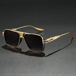 Luxury Square Sunglasses Double Bridge Full Rim Plastic Metal Frame PC Lens UV400 Non-Polarized Men's Casual Fashion Shades