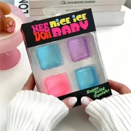 2026 New Schylling NeeDoh Mini 4 Pack Nice Cube Squishy Squeeze Fidget Toy Portable Sensory Stress Relief Desk Toy