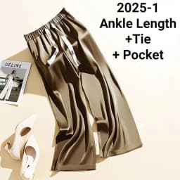 High Waist Silk Drape Straight Leg Pants Women's Casual Trousers Elegant Draped Straight Pants High Waist Silk Pants