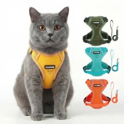 Escape Proof Cat Harness with Leash, Reflective Adjustable Mesh Vest for Cats and Kittens, Safe Outdoor Walking Training Harness
