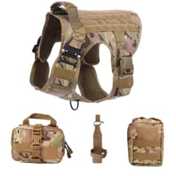 Tactical Dog Harness, Adjustable No-Pull Handle Service Vest Heavy Duty Pet Large Breed, Dog Vest for Training Hunting Walking
