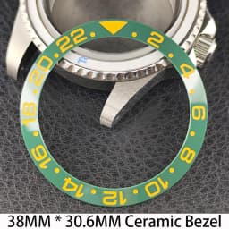 Sloping 38mm * 30.6mm Ceramic/Aluminum Bezel GMT and Diving Watch Insert Fits for 40mm Men's Watch Case Bezel Replacement Insert