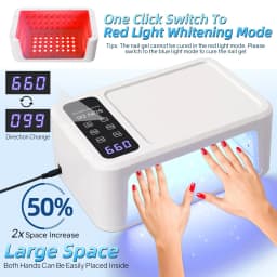 480W UV LED Lamp for Nails 108 LEDs Nail Dryer with Red Light Whitening Mode Large Space Manicure Lamp 4 Timer Settings