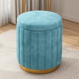 Luxury Vanity Makeup Stool Round Dressing Chair with Storage Upholstered Bench for Bedroom Modern Side Stool Furniture