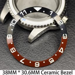 Sloping 38mm * 30.6mm Ceramic/Aluminum Bezel GMT and Diving Watch Insert Fits for 40mm Men's Watch Case Bezel Replacement Insert