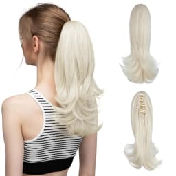 Synthetic Claw Clip In Ponytail Hair Extensions 14 Inch Wavy Hairpiece Fake Blonde Black Hair False Pigtail With Elastic Band