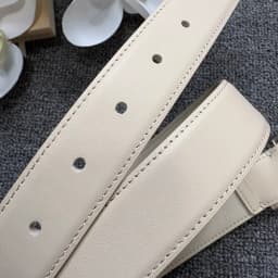 Minimalist style needle buckle calf leather belt, genuine leather women's casual pants belt, silver buckle calf leather white be