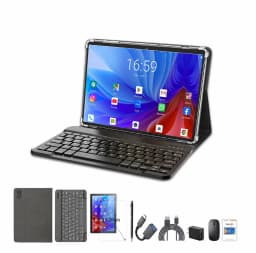 KOOMDIGI 10.1 Inch 2-in-1 T30 PRO Tablet PC with Black Case Android System 6GB RAM 128GB ROM Dual Camera 5MP+13MP 4G LTE 2.4G+5G WiFi Tablet Pad with Stylus Pen Keyboard Mouse