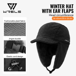 WRELS Thermal Winter Earflap Hat Warm Trooper Hunting Hat Windproof Cap with Ear Flaps Cycling Motorcycle Outdoor Winter Hat