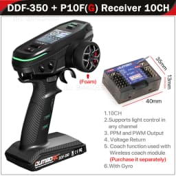 DUMBORC DDF-350 10CH RC Remote Controller 2.4G Digital Radio Transmitter Gyro Receiver for Drift Car Tank Boat Robot Toy Wltoy