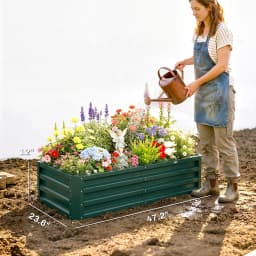 4' x 2' Raised Steel Garden Planter Bed for Vegetables, Herbs & Flowers, Grey