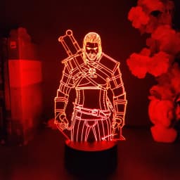 Witcher-ed Action Figure Nightlight LED Game Lamp Cool PC Decoration RGB Lighting Wild Hunt Geralt Xmas Gift for Mancave Decor