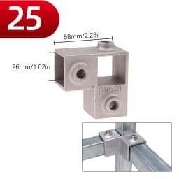 1Pcs Square Tube Connection Piece Aluminum Alloy Elbow Three-way Square Pipe Fixed Joint Storage Rack Rack
