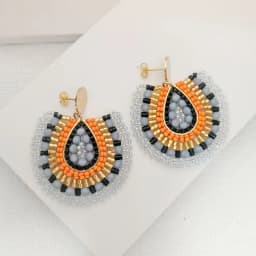 Rice bead earrings Water drop Originality Colour Crystal Design Hand knitting Bohemia Alloy Fashion Simple Beaded earrings