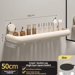 Suction Cup Bathroom Towel Rack Space Aluminum Wall-Mounted Minimalist Multi-Functional Storage Shelf No Drilling Required