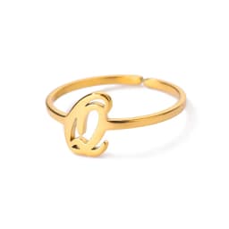 Initial Letter Rings For Women Gold Color Stainless Steel A-Z Letter Adjustable Ring Aesthetic Wedding Christmas Jewelry Gift