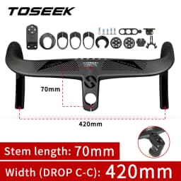 TOSEEK Bicycle Handlebar Drop Bar T800 Road Carbon Handlebar Integrated Road Handlebar Bent Bar Internal Cable Routing Bike Par
