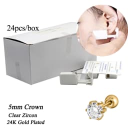 24pcs/Box Disposable Ear Piercing Gun Safe Ball Clasps Mini Daisy Crown Earring Piercer Machine Tool For Adult Kids Wholesale