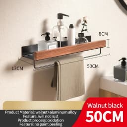 Wood Aluminum Material Corner Shelf Shampoo Storage Shelf Shower Wall Rack Bathroom Organizer Bathroom Accessories