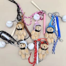 Cute DIY Pattern Helmet Bear Personalized keychain Cartoon Animal Charm Bag Design Bag Accessories Rope Hanging Accessories
