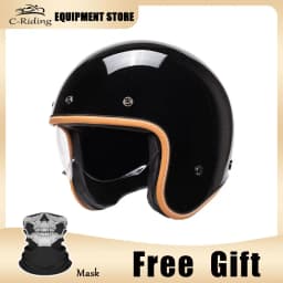 Jet Helmet DOT Open Face Helmet for Men Women Retro 3/4 Motorcycle Helmets Vintage Cafe Racer Half Face Helmet Capacete De Moto