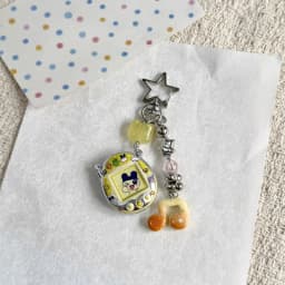 Tamagotchi Mametchi mimitchi Kuchipatchi cartoon note beaded keychain creative two-dimensional cute backpack decorative pendant