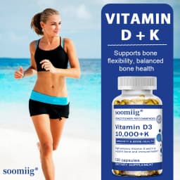 Vitamin D3 10000 IU + K2 Mk7 Capsules 120pcs for Bone, Heart Health & Immune Support, Non-GMO, Vegan, Enhanced Absorption