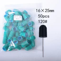 50PCS Green Nail Sanding Caps Bands With Rubber Drill Polishing Nail Art Rotating Remove Burrs Manicure Pedicure Accessory Tool