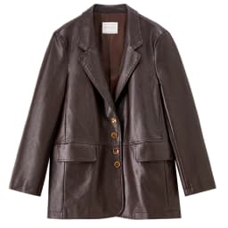 SENTUBILA Women's Coffee Pu Leather Jacket Modern Biker Style Notch Collar Coat Long Sleeve Casual Windproof Coat W53GE2747