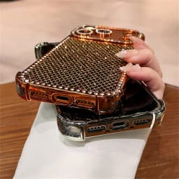 Colorful Glitter Full Screen Diamond Phone Case for iPhone 18 Pro Max 17 16 15 14 13 Lens Protection Plated Shockproof Cover