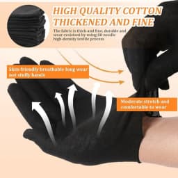 6-12Pairs Black Cotton Gloves Soft Moisturizing Overnight Eczema Cloth Gloves Stretch Washable Jewelry Inspection Working Gloves