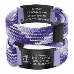 Personalized Medical Alert Bracelet Elastic Nylon Custom Engraved Tag Medical ID Bracelet Adjustable Keepsake Gift for Health