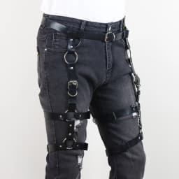Black Leather Thigh Leg Belt Punk Harness Body Chain Cage Women for Men