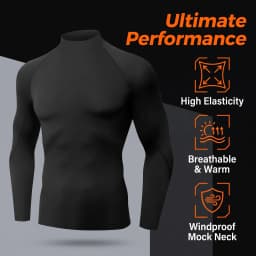 Men High Neck Compression Shirt Long Sleeve Quick Dry Breathable Tight Athletic Base Layer For Gym Fitness Running Training Spor
