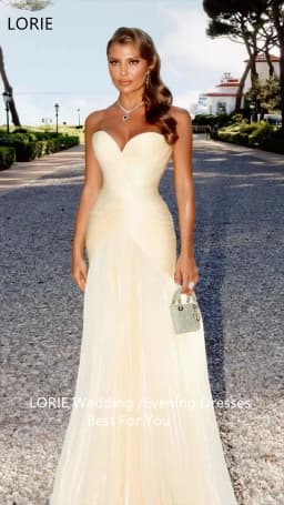 LORIE Customized Mermaid Elegent Wedding Dresses V-Neck Sexy Strapless Sleeveless Bride Prom Gown Floor-Length Bridal Gowns
