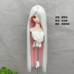 BJD Doll Wig COS Hair Long Bangs Straight Hair Double-tone Color DIY Anime Doll Wig Stylish Wig Cover Accessories Dress Up Toy